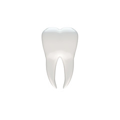 Molar tooth with roots on a white background