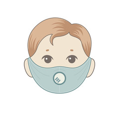 Fototapeta premium Isolated face of child with beige hair, in protective medical mask 