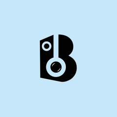 Letter B with speaker logo  design template.-vector illustrations