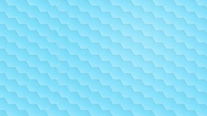Transparent hexagon pattern on light blue and turquoise background. Simple abstract modern background in 4k resolution.