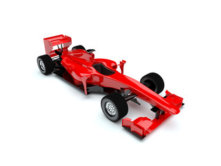 Fototapeta premium Samochód wyścigowy Formuły 1 (F1) czerwony połysk na białym tle
