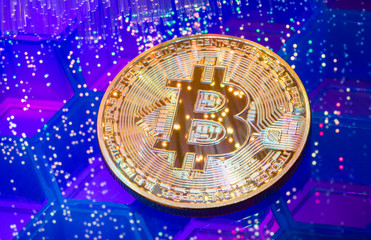 Bitcoin digital currency or Virtual money on fiber optic,Block chain technology composition