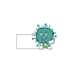 Funny critical coronavirus cartoon design Thumbs up with a white board