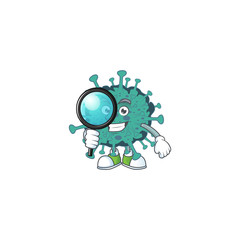 Cool and Smart critical coronavirus Detective mascot design style
