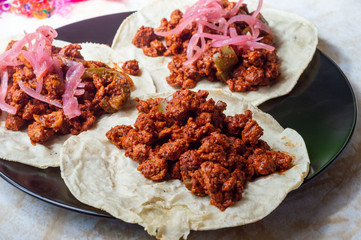 Vegetarian Vegan Cochinita Pibil, Texturized Soy Protein Tacos