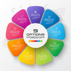 Business infographic template with 9 options,Vector illustration.