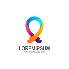 Location icons, Hands hug logo design template, Hand hug in map pin vector illustration