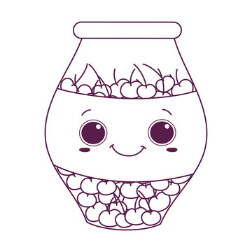 recommend clip art: cute food jar with cherries sweet dessert kawaii cartoon isolated design line style