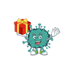 Fototapeta premium A mascot design style of critical coronavirus showing crazy face