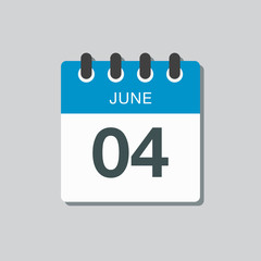Icon calendar day 4 June, summer days of the year