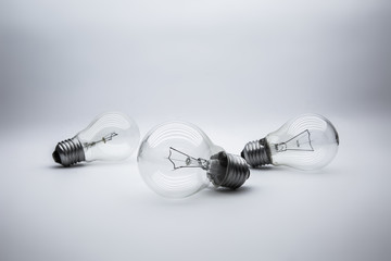 Light bulbs with bright light concetp for creativity, knowledge and organizational leadership.