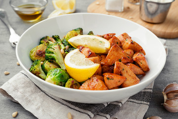 Roasted chicken meat and grilled vegetables 