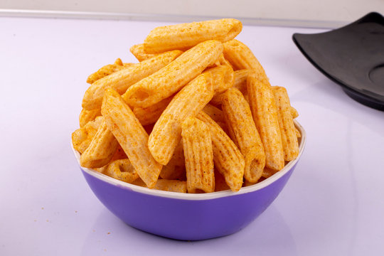 crispy & spicy pasta shape fryums or snacks