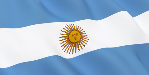 National Fabric Wave Closeup Flag of Argentina