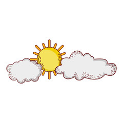 sun clouds sky weather cartoon isolated icon design