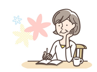 おばあさん　ノート　エンディングノート　自分史　日記など　フラワー