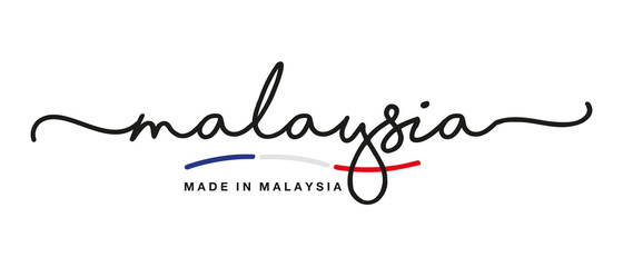 Made in Malaysia handwritten calligraphic lettering logo sticker flag ribbon banner