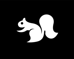 Simple stand squirrel at black background logo design inspiration
