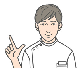 長白衣 男性　アドバイス 医者　研究員　薬剤師など　リアルタッチ