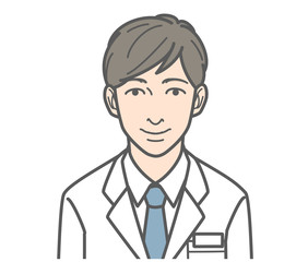 Fototapeta premium 長白衣 男性 アドバイス 医者 研究員 薬剤師など リアルタッチ