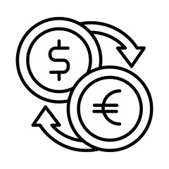 dollar and euro coins line style