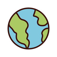 world planet earth line and fill style icon