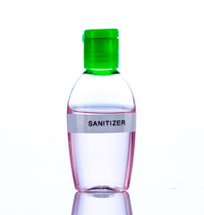disinfectant, sanitizer in plastic packaging on a white background