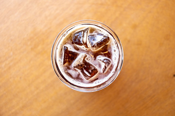 Ice coffee on the table