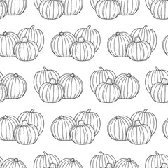 Vector seamless pattern with doodle pumpkins; hand drawing pumpkins for fabric, wallpaper, packaging, textile, web design.