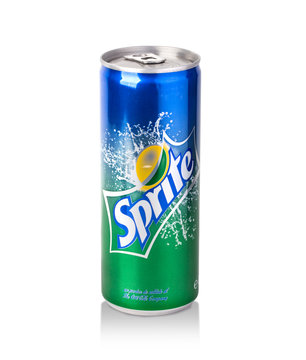 Sprite can on white background