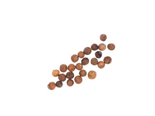 Bunch of spices allspice isolated on white. Indian cuisine, ayurveda, naturopathy concept