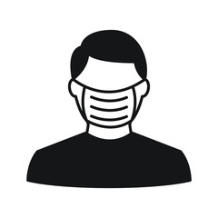 Man face with mask icon vector on white background.  2.5 PM Dust and Corona Virus prevention symbol.