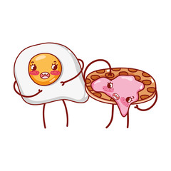 breakfast cute fried egg and pancake with jam kawaii cartoon