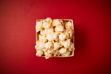 popcorn on pastel background.