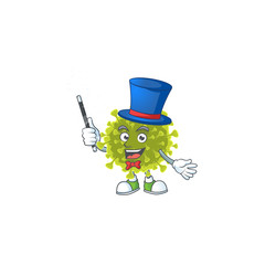 Charming global coronavirus outbreak cartoon design performance as a Magician style