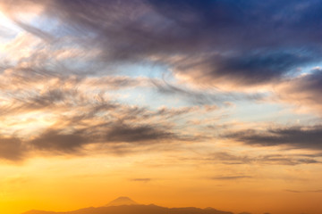 Mt. fuji at sunset from Tokyo.