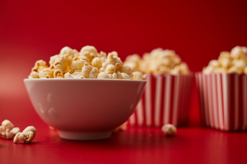 popcorn on pastel background.
