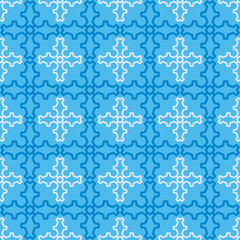 Decorative seamless pattern. Blue background pattern in retro style. 