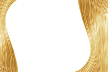 Blonde hair on white, isolated. Background with copy space