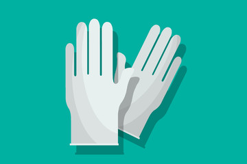 illustration of white pair of rubber protective gloves