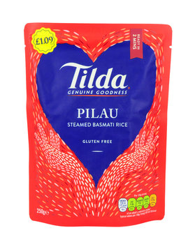 Tilda steamed pilau basmati rice gluten free 250g microwave pouch