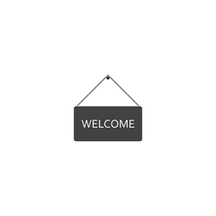 Welcome sign on white isolated background.