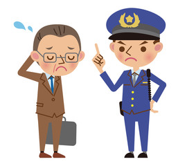 サラリーマンを注意する男性警察官