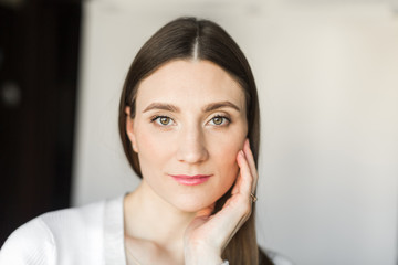 portrait of a girl on a white background