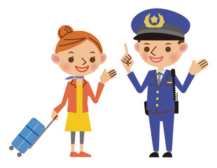 旅行者に道を教える警察官