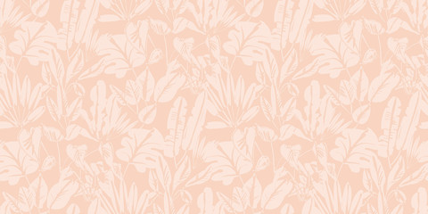 Fototapeta premium Tender color tropical leaves seamless pattern