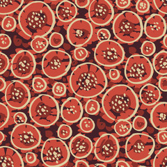 Vintage orange abstract hand drawn shabby flowers