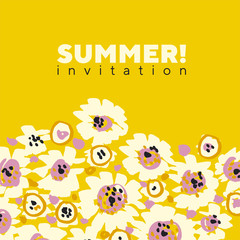 Fun summer yellow hand drawn flowers