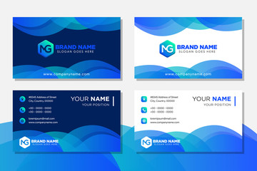 Obraz premium Abstract professional business card template or visiting card set. transparency blue gradient color, finance identity card, consulting services