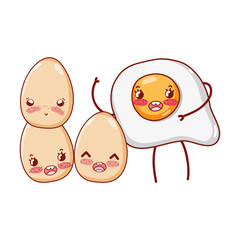 breakfast cute fried egg and eggs happy cartoon